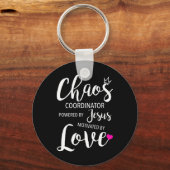 Koordinator des Chaos Lehrer mit Kraft durch Jesus Schlüsselanhänger (Vorderseite)