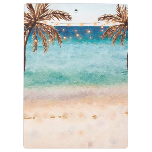 Koordinator für die Hochzeit am tropischen Strand Klemmbrett (Rückseite)