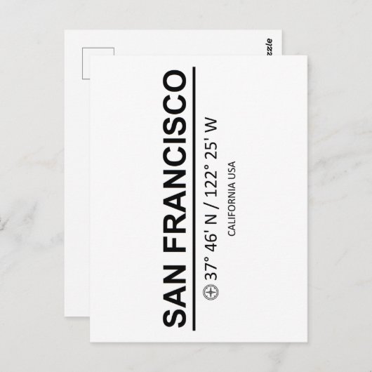 Koordiniert San Francisco Postkarte (Vorne/Hinten)
