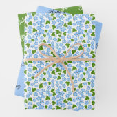 Koordinierte Blaudelphinium-Blume Geschenkpapier Set (Beispiel)
