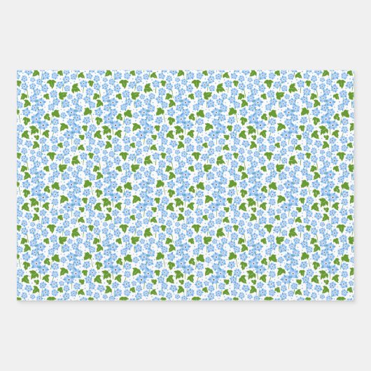 Koordinierte Blaudelphinium-Blume Geschenkpapier Set (Vorderseite)