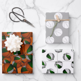 Koordinierter Sportgeschenk für grüner grauer Bask Geschenkpapier Set