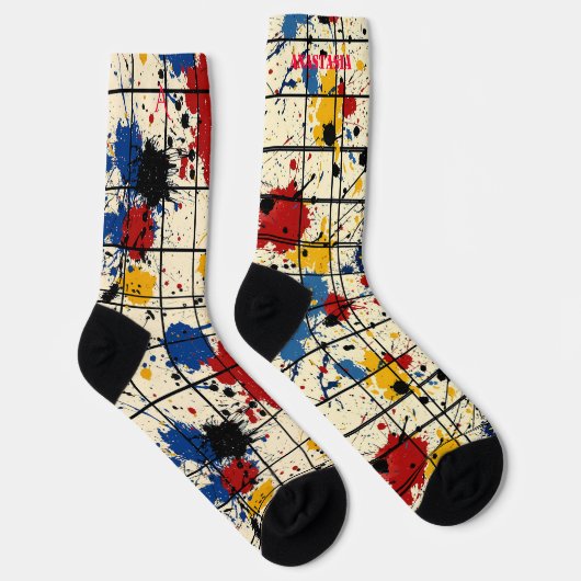 Koordiniertes Paint Spritzer Set: Einzigartiges Ab Socken (Rechts)