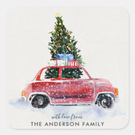 Koordinierung der Weihnachtsaufkleber - Vintages R Quadratischer Aufkleber