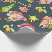 Koordinierung des Weihnachtsschweinmusters Geschenkpapier (Ecke)