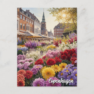 Kopenhagen Blume Markt Dänemark Postkarte