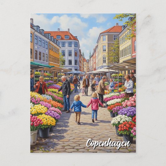 Kopenhagen Blume Markt Dänemark Postkarte (Vorderseite)