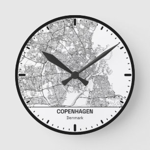 Kopenhagen Clock City Line Art Runde Wanduhr