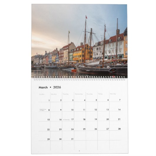 Kopenhagen Dänemark 2026 Kalender (Mär 2026)