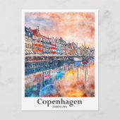 Kopenhagen Dänemark Aquarellzeichnung Hand zeichne Postkarte (Vorderseite)