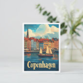 Kopenhagen Dänemark Art Vintage Travel Illustratio Postkarte (Stehend Vorderseite)