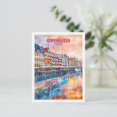 Kopenhagen Dänemark Berühmter Reiseort Watercolor Postkarte (Stehend Vorderseite)