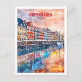 Kopenhagen Dänemark Berühmter Reiseort Watercolor Postkarte (Vorderseite)
