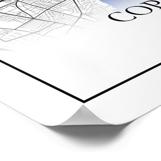 Kopenhagen Dänemark City Map Travel Simple Minimal Poster (Ecke)