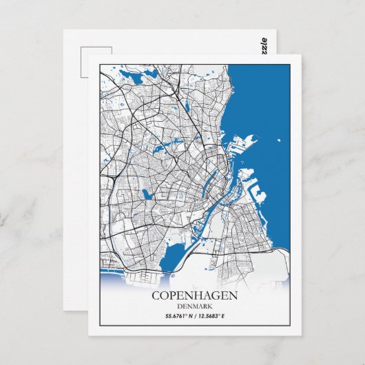 Kopenhagen Dänemark City Map Travel Simple Minimal Postkarte (Vorne/Hinten)
