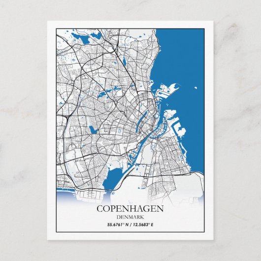 Kopenhagen Dänemark City Map Travel Simple Minimal Postkarte (Vorderseite)