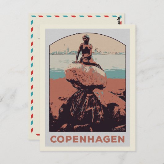 Kopenhagen Dänemark, die kleine Meerjungstatue Pos Postkarte (Vorne/Hinten)