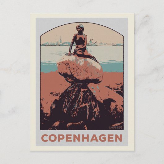 Kopenhagen Dänemark, die kleine Meerjungstatue Postkarte (Vorderseite)