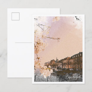 Kopenhagen Dänemark Farbstift Stadtlandschaft Postkarte