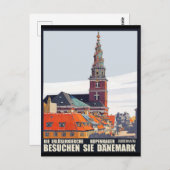 Kopenhagen, Dänemark. Häuser in der Innenstadt und Postkarte (Vorne/Hinten)