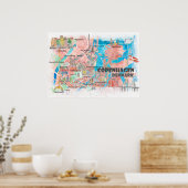 Kopenhagen Dänemark Illustrierte Karte mit Hauptve Poster (Küche)