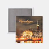 Kopenhagen, Dänemark nachts Magnet (Vorderseite/Rückseite)