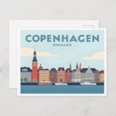 Kopenhagen Dänemark Nyhavan Waterfront Pastel Trav Postkarte (Vorne/Hinten)