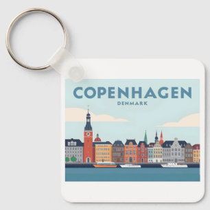 Kopenhagen Dänemark Nyhavan Waterfront Pastel Trav Schlüsselanhänger