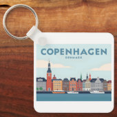 Kopenhagen Dänemark Nyhavan Waterfront Pastel Trav Schlüsselanhänger (Vorderseite)
