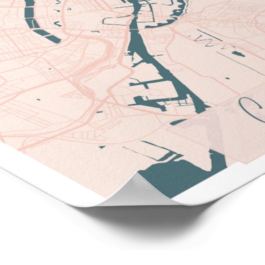 Kopenhagen Dänemark Pink und Blue Niedlich Script Poster (Ecke)