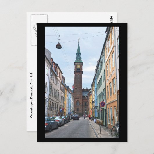 Kopenhagen, Dänemark, Rathaus Postkarte (Vorne/Hinten)