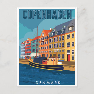 Kopenhagen Dänemark Reise Vintage Stadt Europa Postkarte