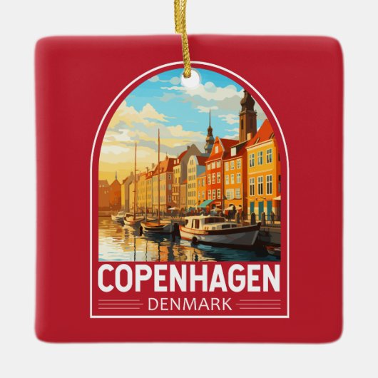 Kopenhagen Dänemark Reisekunst Vintag Keramikornament (Vorderseite)