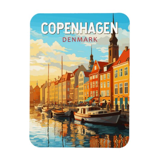 Kopenhagen Dänemark Reisekunst Vintag Magnet (Vertikal)