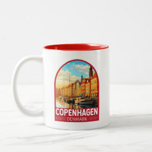 Kopenhagen Dänemark Reisekunst Vintag Zweifarbige Tasse