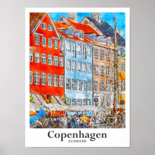Kopenhagen Dänemark Reisemarkt Poster