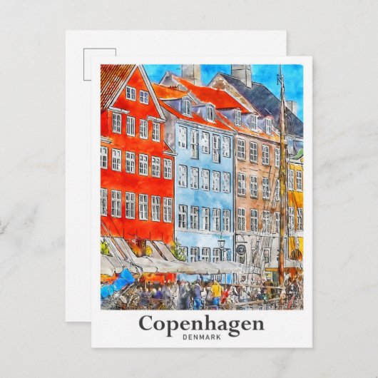 Kopenhagen Dänemark Reisemarkt Postkarte (Vorne/Hinten)