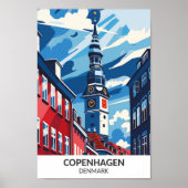 Kopenhagen Dänemark Retro Artwork Travel Poster (Vorne)