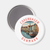 Kopenhagen Dänemark Retro Distressed Circle Magnet (Vorderseite/Rückseite)