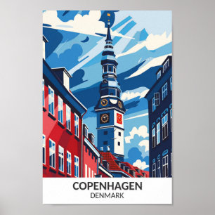Kopenhagen Dänemark Retro-Kunst Reise Poster