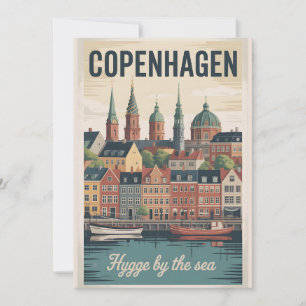 Kopenhagen Dänemark Retro Skyline Stadtansicht Rei Feiertagskarte