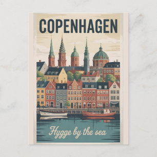 Kopenhagen Dänemark Retro Skyline Stadtansicht Rei Postkarte