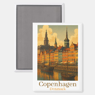 Kopenhagen Dänemark Retro Travel Magnet