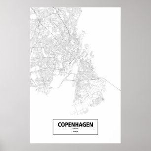 Kopenhagen, Dänemark (Schwarzes auf Weiß) Poster