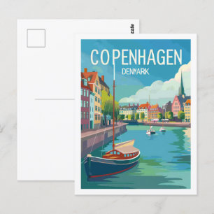 Kopenhagen Dänemark Vintage Berühmter Reiseort Postkarte