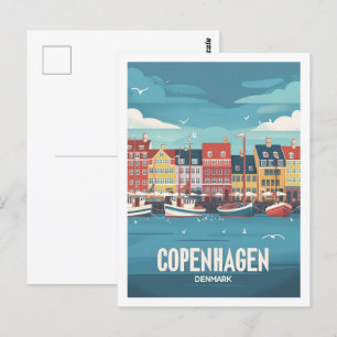Kopenhagen Dänemark Vintage Berühmter Reiseort Postkarte