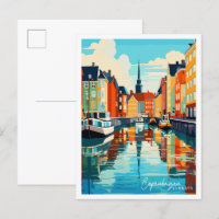 Kopenhagen Dänemark Vintage Reise Illustration