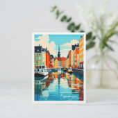 Kopenhagen Dänemark Vintage Reise Illustration Postkarte (Stehend Vorderseite)
