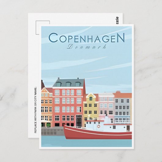 Kopenhagen Dänemark Vintage Stadt Europa Postkarte (Vorne/Hinten)