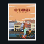Kopenhagen Dänemark Vintage Stadt Europa Postkarte<br><div class="desc">Vintag,  Retro,  Reisen,  modern,  Aquarell,  Classic,  Kopenhagen,  Dänemark,  Stadt,  Europa, </div>